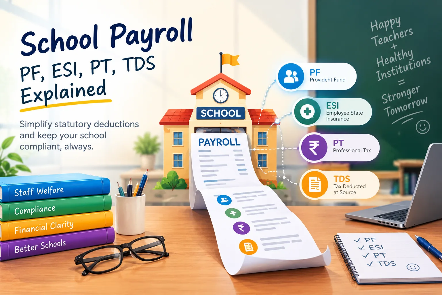 School Payroll in India: PF, ESI, Professional Tax and TDS Explained